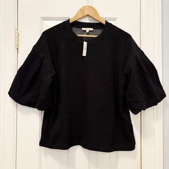 NWT Madewell Puff-Sleeve Sweatshirt Tee Black Size M $78.00 - Picture 7 of 9